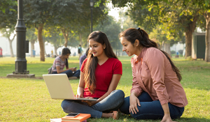 College students on lawn