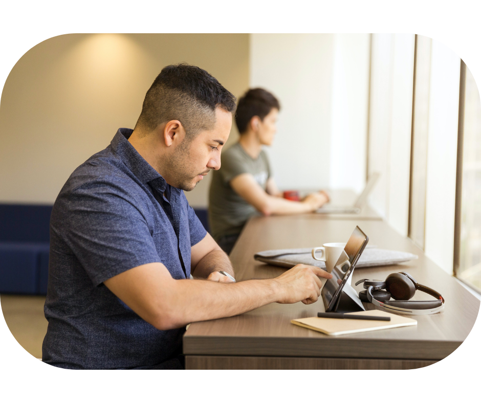 person on tablet person on tablet
